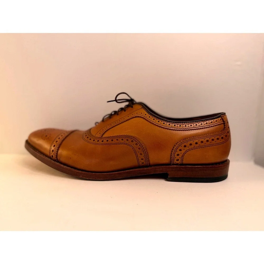 Allen Edmonds Strand Mens Walnut Leather Cap Toe Oxfords 11.5 D Brogue $450